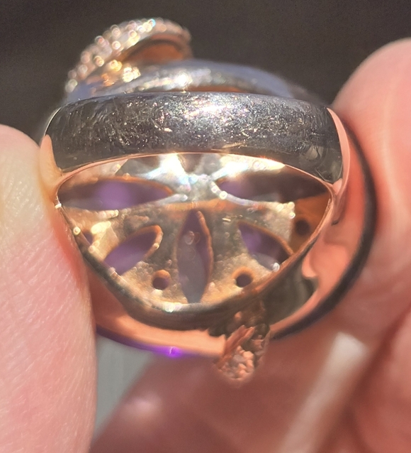 White Sapphire Black Onyx Blown Glass Sterling & Gold Snake Statement Ring Sz8.7 - Picture 12 of 13